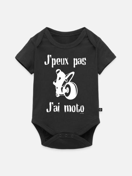 j peux pas j ai moto - Body à manches courtes Premium Bébé - noir