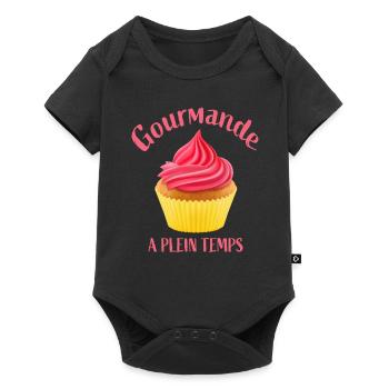 gourmande a plein temps - Body à manches courtes Premium Bébé - noir - Devant