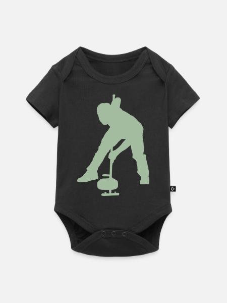 Curling Wintersport - Baby Premium Kurzarmbody - Schwarz