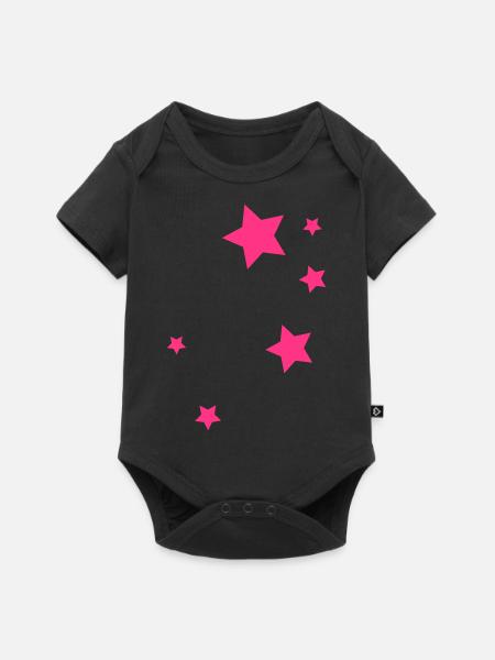 Pink Stars - Baby Premium Kurzarmbody - Schwarz