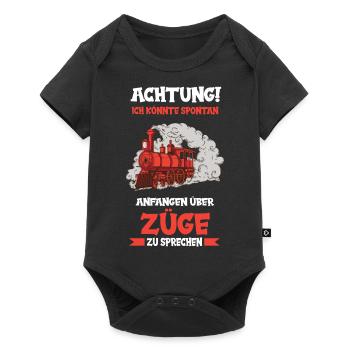 Modelleisenbahn Dampflok Modellbau Zug Lok Spruch - Baby Premium Kurzarmbody - Schwarz - Vorne