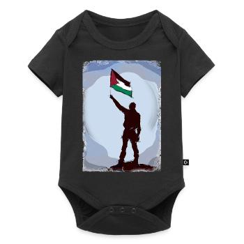 Palästina-Flagge Lebt Materie P10 - Baby Premium Kurzarmbody - Schwarz - Vorne