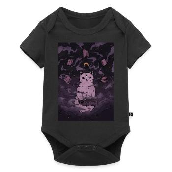 Halloween Books Witch Cat - Baby Premium short-sleeve bodysuit - black - Front