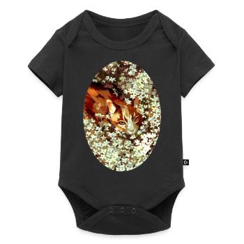Spottedleaf Katze Tüpfelblatt Heiler Blumen Wiese - Baby Premium Kurzarmbody - Schwarz - Vorne