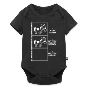 Pferd zeichnen - Baby Premium Kurzarmbody - Schwarz - Vorne
