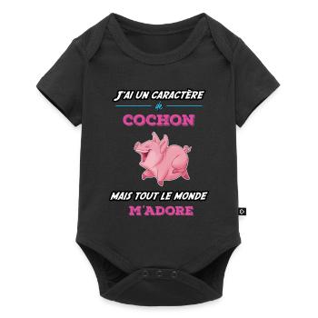 Caractère de cochon - Body à manches courtes Premium Bébé - noir - Devant