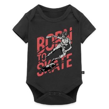 BORN SKATE BOARDER SK8 LONGBOARDER SKATING MOTIFS - Baby Premium short-sleeve bodysuit - black - Front