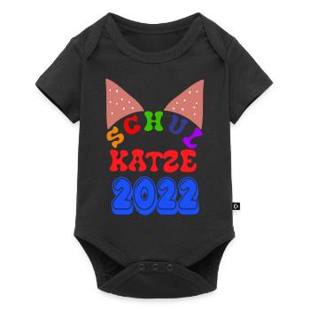 Schulbeginn Katze Schulkatze 2022 T shirt - Baby Premium Kurzarmbody - Schwarz - Vorne