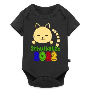 Schulstart Katze Schulkatze 2022 T shirt - Baby Premium Kurzarmbody - Schwarz - Vorne