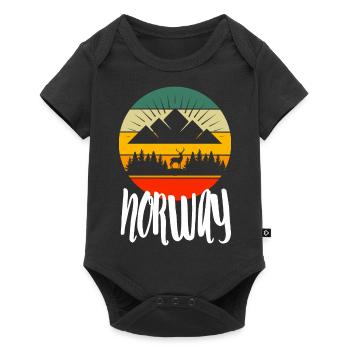Retro Norwegian Nature Mountains Hiking Norway - Baby Premium short-sleeve bodysuit - black - Front