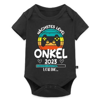 Nächstes Level Onkel 2023 Loading Schwangerschaft - Baby Premium Kurzarmbody - Schwarz - Vorne
