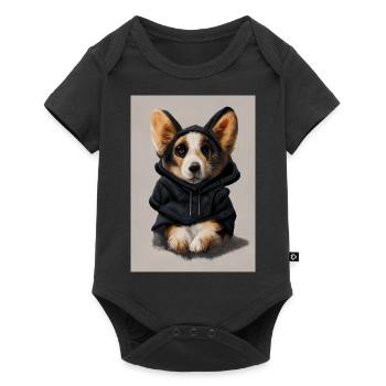Mignon Corgi en sweat à capuche - Body à manches courtes Premium Bébé - noir - Devant