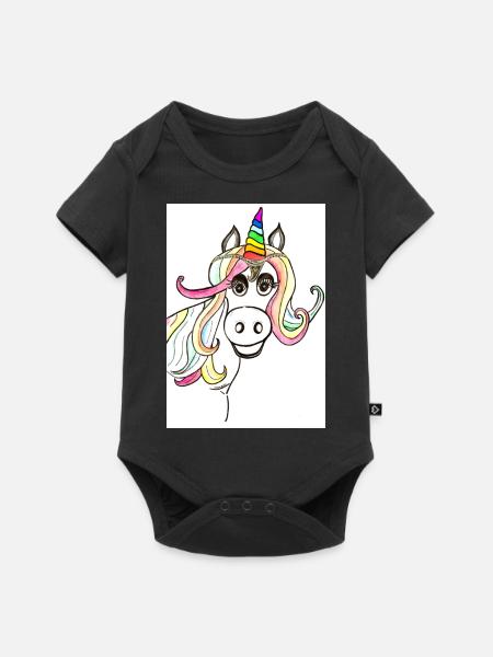 Einhorn - Baby Premium Kurzarmbody - Schwarz