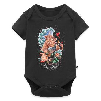 Live Vegan white - Baby Premium short-sleeve bodysuit - black - Front
