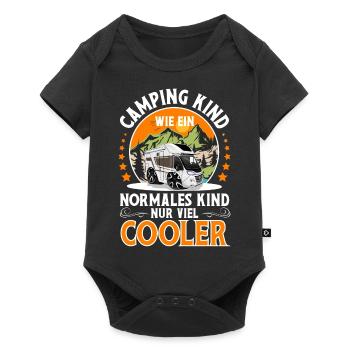 Camping Camper Campen Kinder Kind - Baby Premium Kurzarmbody - Schwarz - Vorne
