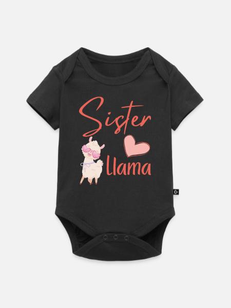 Schwester Lama - Baby Premium Kurzarmbody - Schwarz