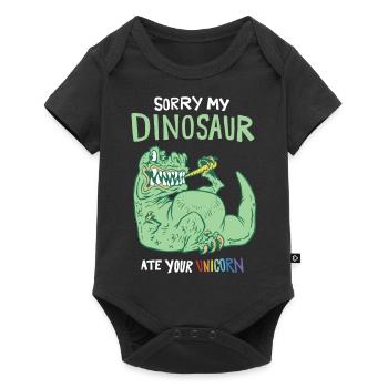 Désolé mon dinosaure a mangé votre licorne - Body à manches courtes Premium Bébé - noir - Devant