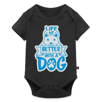 better with a dog - Baby Premium short-sleeve bodysuit - black - Front