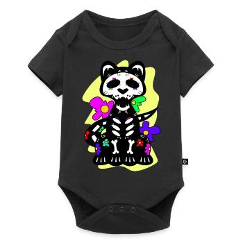 Jour du chat mort avec des fleurs mexicaines - Body à manches courtes Premium Bébé - noir - Devant