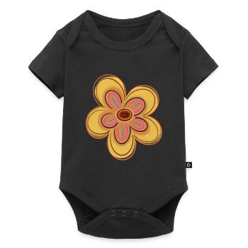 Yellow flower - Baby Premium short-sleeve bodysuit - black - Front