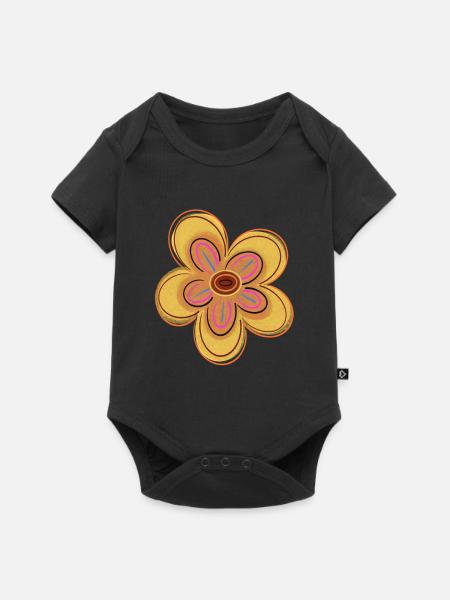 Gelbe Blume - Baby Premium Kurzarmbody - Schwarz