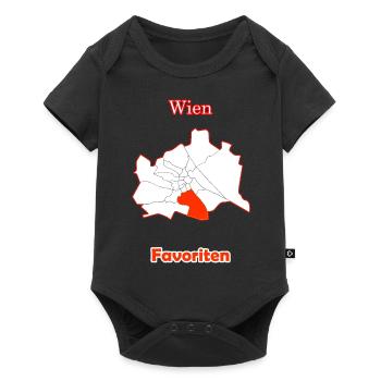 Bezirke Favoriten Karte mit Wien Stadtkarte - Baby Premium Kurzarmbody - Schwarz - Vorne
