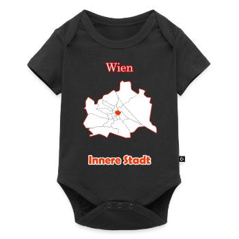 Bezirke Innere Stadt Karte mit Wien Stadtkarte - Baby Premium Kurzarmbody - Schwarz - Vorne