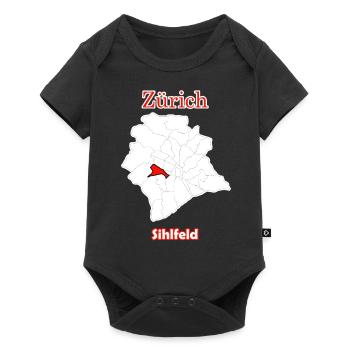 Bezirke Sihlfeld Karte mit Zürich Stadtkarte - Baby Premium Kurzarmbody - Schwarz - Vorne