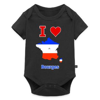 Carte du drapeau de la France avec la ville de Bourges - Body à manches courtes Premium Bébé - noir - Devant