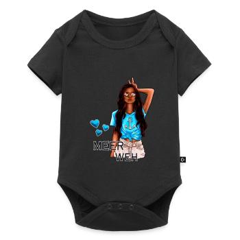 Meerweh Mädchen Illustration brünett - Baby Premium Kurzarmbody - Schwarz - Vorne