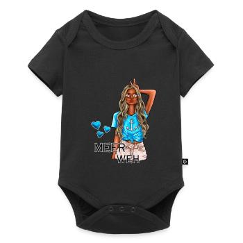 Meerweh Mädchen Illustration - Baby Premium Kurzarmbody - Schwarz - Vorne