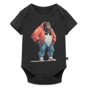 Streetart Gorilla Urban Rap Street Affe - Baby Premium Kurzarmbody - Schwarz - Vorne