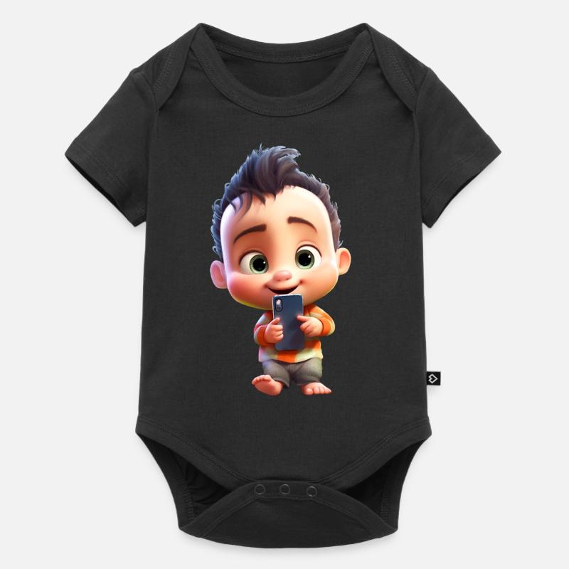 Smartphone Junge - Baby Premium Kurzarmbody - Schwarz