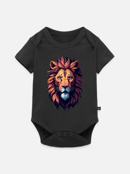 Löwen-Illustration - Baby Premium Kurzarmbody - Schwarz