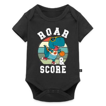 Basketball Dino T-Rex Player Sports Comic Cartoon - Baby Premium short-sleeve bodysuit - black - Front