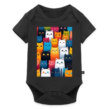 cat pattern - Body à manches courtes Premium Bébé - noir - Devant