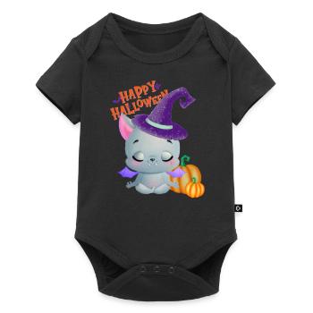 Joyeux Halloween chauve-souris avec chapeau - Body à manches courtes Premium Bébé - noir - Devant