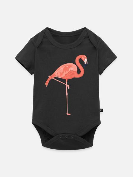 Rosa Flamingo - Baby Premium Kurzarmbody - Schwarz
