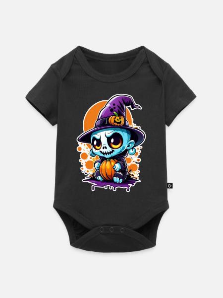 Halloween - Monster mit Hexenhut - Baby Premium Kurzarmbody - Schwarz