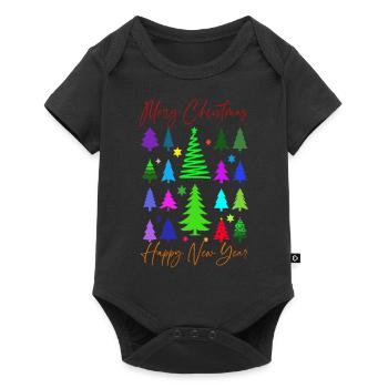 Christmas trees - graphics for T-shirts, mugs - Baby Premium short-sleeve bodysuit - black - Front