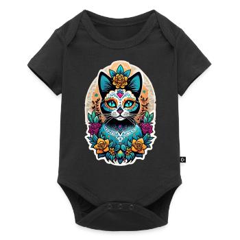 chat mexique - dia de los muertos - Body à manches courtes Premium Bébé - noir - Devant