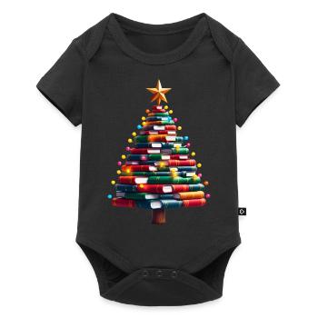 Livres Arbre de Noël avec étoile et lumière - Body à manches courtes Premium Bébé - noir - Devant