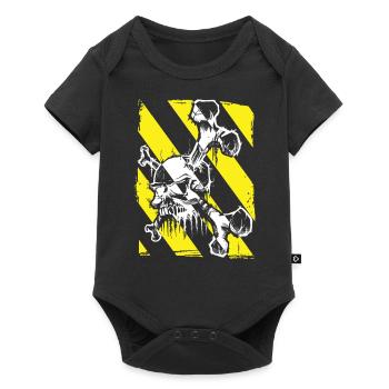 Striped skull - Baby Premium short-sleeve bodysuit - black - Front