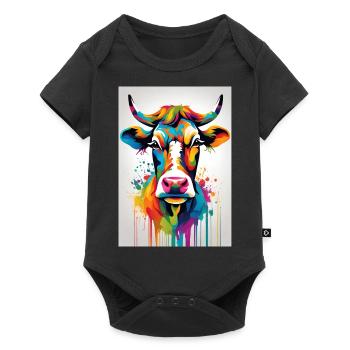 Cow colorful - Baby Premium short-sleeve bodysuit - black - Front
