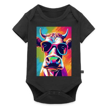 Vache à lunettes - Body à manches courtes Premium Bébé - noir - Devant