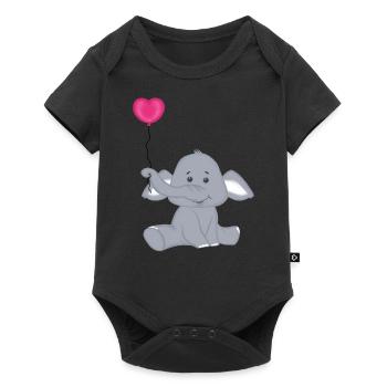 Baby Elephant with Heart Air Balloon - Baby Premium short-sleeve bodysuit - black - Front