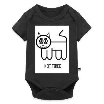 Not Tired CAT - Baby Premium Kurzarmbody - Schwarz - Vorne