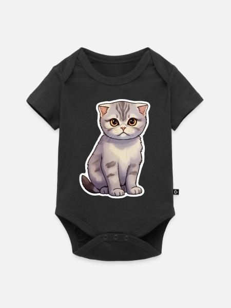 Scottish Fold Katze süß - Baby Premium Kurzarmbody - Schwarz