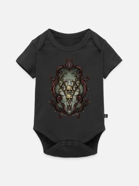 Rahmen Schädel - Baby Premium Kurzarmbody - Schwarz