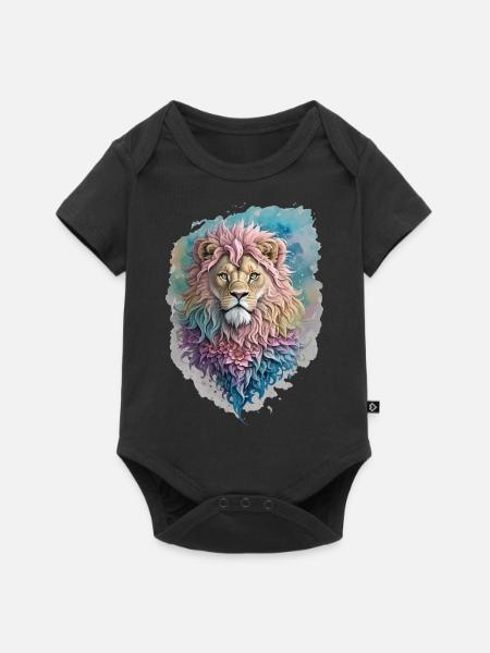 Löwe Wasserfarbe - Baby Premium Kurzarmbody - Schwarz